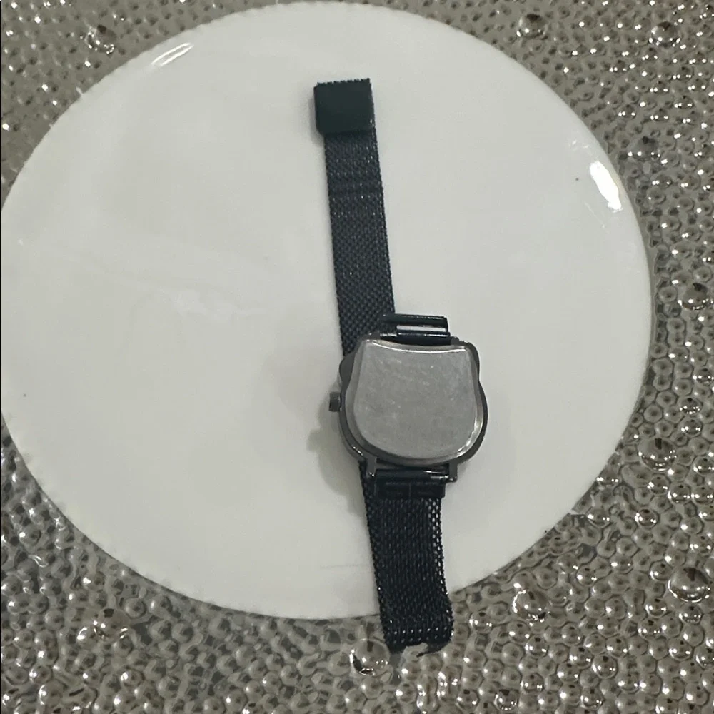 Cute Cat Face Watch Rhinestone Bow Magnetic Mesh Band